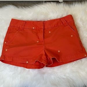 J.Crew Chino Broken-In Shorts 100% Cotton Coral & Stars City Fit Womens Size 4